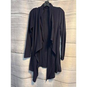 Knox Rose Navy Open Front Waffle Knit Cardigan Drape Hem Size 1